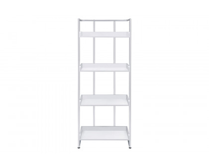 Coaster Ember 4-Shelf Bookcase - White High Gloss/Chrome