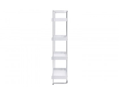 Coaster Ember 4-Shelf Bookcase - White High Gloss/Chrome