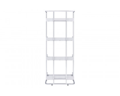 Coaster Ember 4-Shelf Bookcase - White High Gloss/Chrome