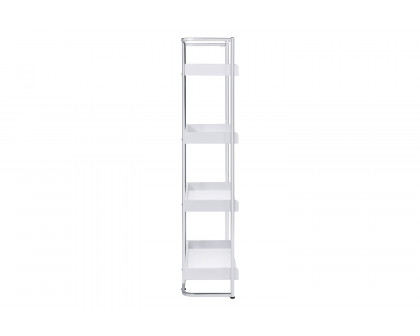 Coaster Ember 4-Shelf Bookcase - White High Gloss/Chrome