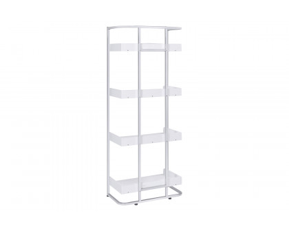 Coaster Ember 4-Shelf Bookcase - White High Gloss/Chrome