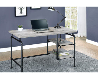 Coaster - Delray 2-Tier Open Shelving Writing Desk in Gray Driftwood/Black