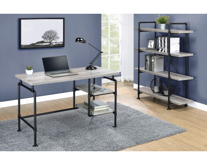 Coaster - Delray 2-Tier Open Shelving Writing Desk in Gray Driftwood/Black