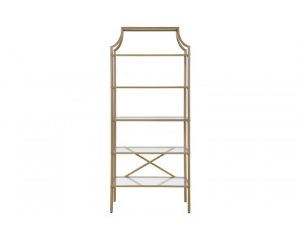 Coaster - 5-Tier Tempered Glass Shelves Bookcase in Matte Gold