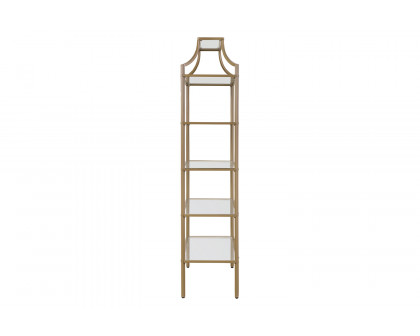 Coaster - 5-Tier Tempered Glass Shelves Bookcase in Matte Gold