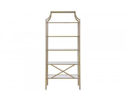 Coaster - 5-Tier Tempered Glass Shelves Bookcase in Matte Gold