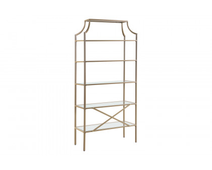 Coaster - 5-Tier Tempered Glass Shelves Bookcase in Matte Gold