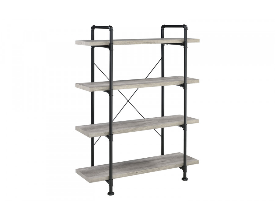 Coaster - Delray 4-Tier Open Shelving Bookcase in Gray Driftwood/Black