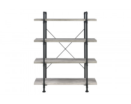 Coaster - Delray 4-Tier Open Shelving Bookcase in Gray Driftwood/Black