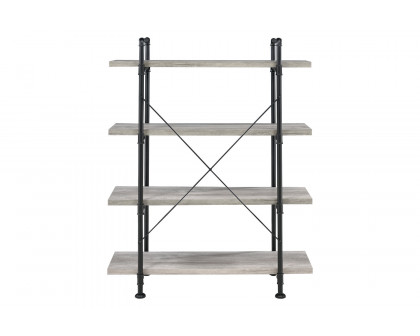 Coaster - Delray 4-Tier Open Shelving Bookcase in Gray Driftwood/Black