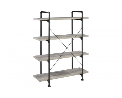 Coaster - Delray 4-Tier Open Shelving Bookcase in Gray Driftwood/Black