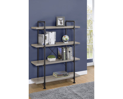 Coaster - Delray 4-Tier Open Shelving Bookcase in Gray Driftwood/Black