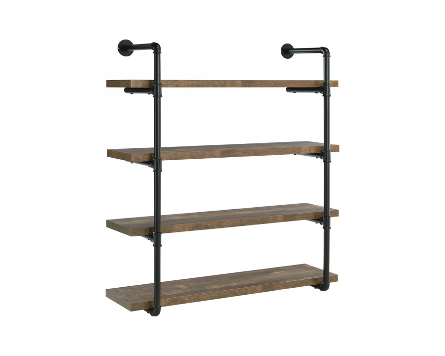 Coaster Elmcrest 40-Inch Wall Shelf - Black/Rustic Oak