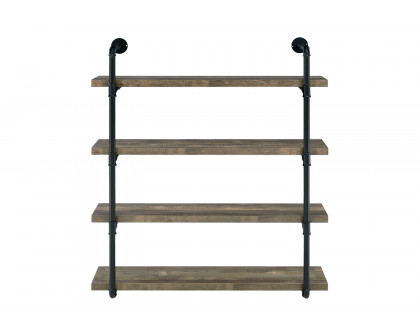 Coaster Elmcrest 40-Inch Wall Shelf - Black/Rustic Oak