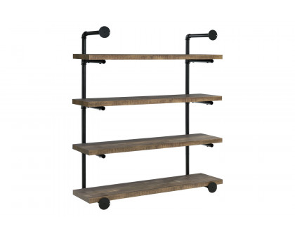 Coaster Elmcrest 40-Inch Wall Shelf - Black/Rustic Oak