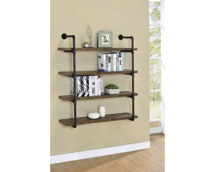 Coaster Elmcrest 40-Inch Wall Shelf - Black/Rustic Oak