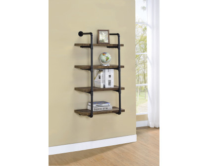 Coaster Elmcrest 24-Inch Wall Shelf - Black/Rustic Oak