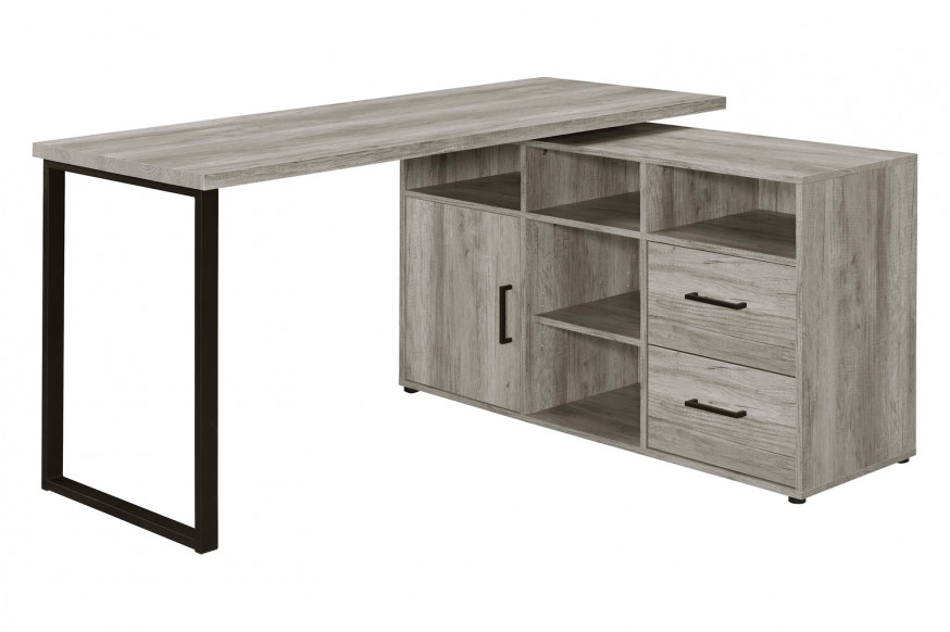 Coaster™ Hertford L-Shape Office Desk with Storage - Gray Driftwood