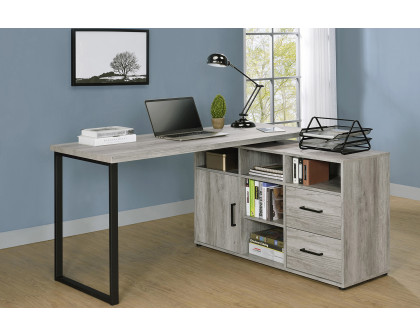 Coaster™ Hertford L-Shape Office Desk with Storage - Gray Driftwood