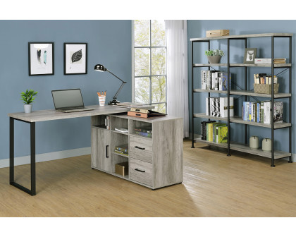 Coaster™ Hertford L-Shape Office Desk with Storage - Gray Driftwood