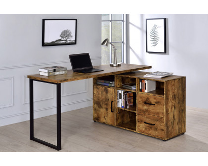 Coaster™ Hertford L-Shape Office Desk with Storage - Antique Nutmeg