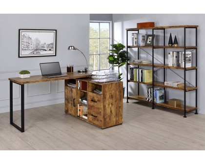 Coaster™ Hertford L-Shape Office Desk with Storage - Antique Nutmeg