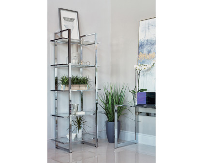 Coaster - Hartford Glass Shelf Bookcase in Chrome