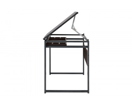 Coaster™ Pantano Glass Top Drafting Desk - Dark Gunmetal/Chestnut