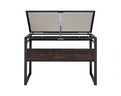 Coaster™ Pantano Glass Top Drafting Desk - Dark Gunmetal/Chestnut