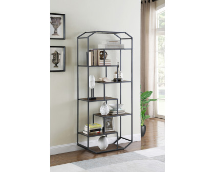 Coaster - 6-Shelf Bookcase in Rustic Brown/Dark Gray