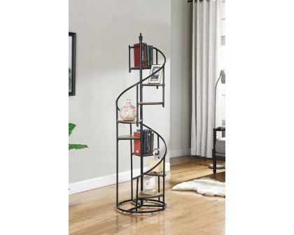 Coaster - 8-Shelf Staircase Bookcase in Rustic Brown/Black