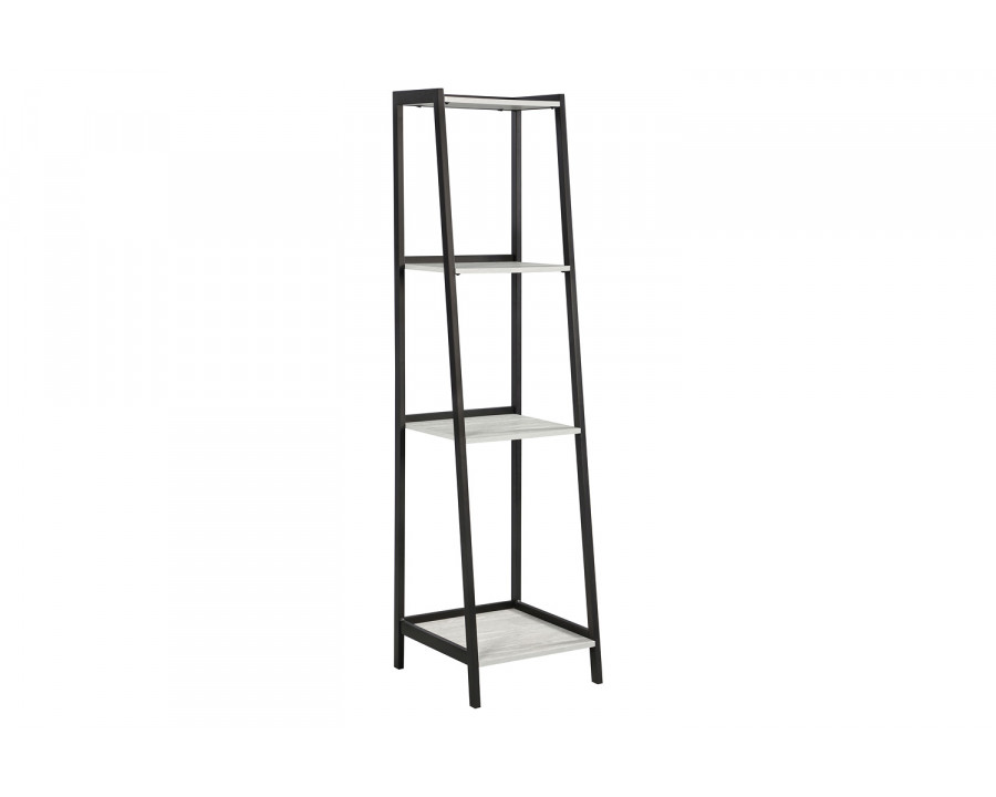 Coaster - Pinckard 4-Shelf Ladder Bookcase in Gray Stone Herringbone/Black