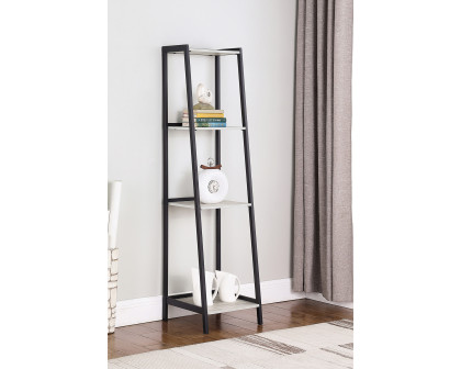 Coaster - Pinckard 4-Shelf Ladder Bookcase in Gray Stone Herringbone/Black