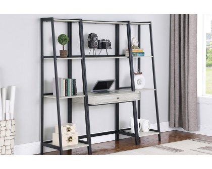 Coaster - Pinckard 4-Shelf Ladder Bookcase in Gray Stone Herringbone/Black