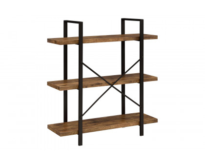 Coaster Cole 3-Shelf Bookcase - Antique Nutmeg/Black