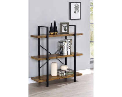 Coaster Cole 3-Shelf Bookcase - Antique Nutmeg/Black