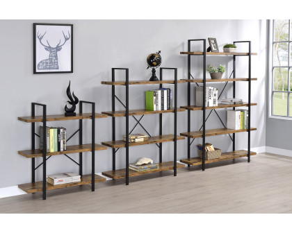 Coaster Cole 3-Shelf Bookcase - Antique Nutmeg/Black