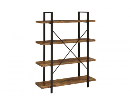 Coaster Cole 4-Shelf Bookcase - Antique Nutmeg/Black