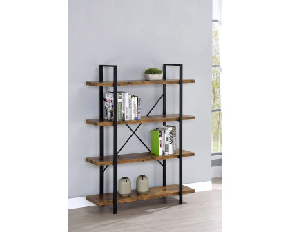 Coaster Cole 4-Shelf Bookcase - Antique Nutmeg/Black