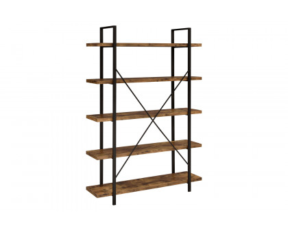 Coaster Cole 5-Shelf Bookcase - Antique Nutmeg/Black