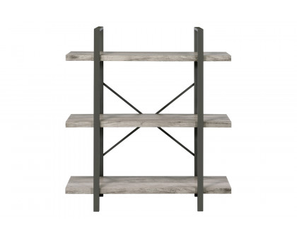 Coaster Cole 3-Shelf Bookcase - Gray Driftwood/Gunmetal