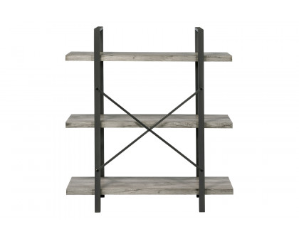 Coaster Cole 3-Shelf Bookcase - Gray Driftwood/Gunmetal