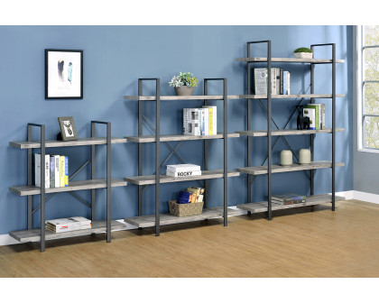 Coaster Cole 3-Shelf Bookcase - Gray Driftwood/Gunmetal