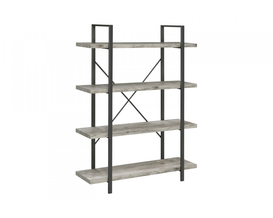 Coaster Cole 4-Shelf Bookcase - Gray Driftwood/Gunmetal