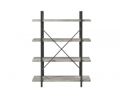 Coaster Cole 4-Shelf Bookcase - Gray Driftwood/Gunmetal