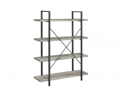 Coaster Cole 4-Shelf Bookcase - Gray Driftwood/Gunmetal