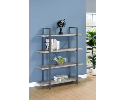 Coaster Cole 4-Shelf Bookcase - Gray Driftwood/Gunmetal