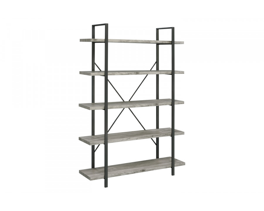 Coaster Cole 5-Shelf Bookcase - Gray Driftwood/Gunmetal