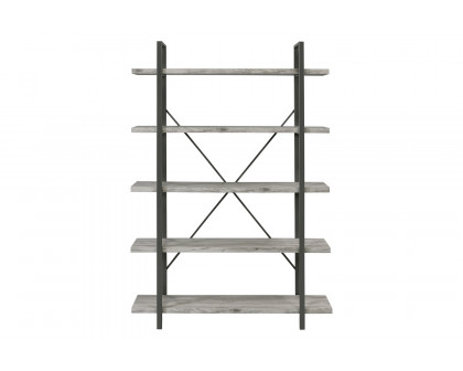 Coaster Cole 5-Shelf Bookcase - Gray Driftwood/Gunmetal