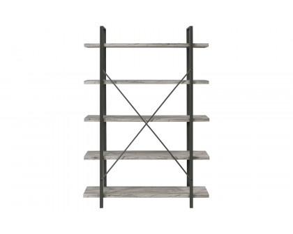 Coaster Cole 5-Shelf Bookcase - Gray Driftwood/Gunmetal